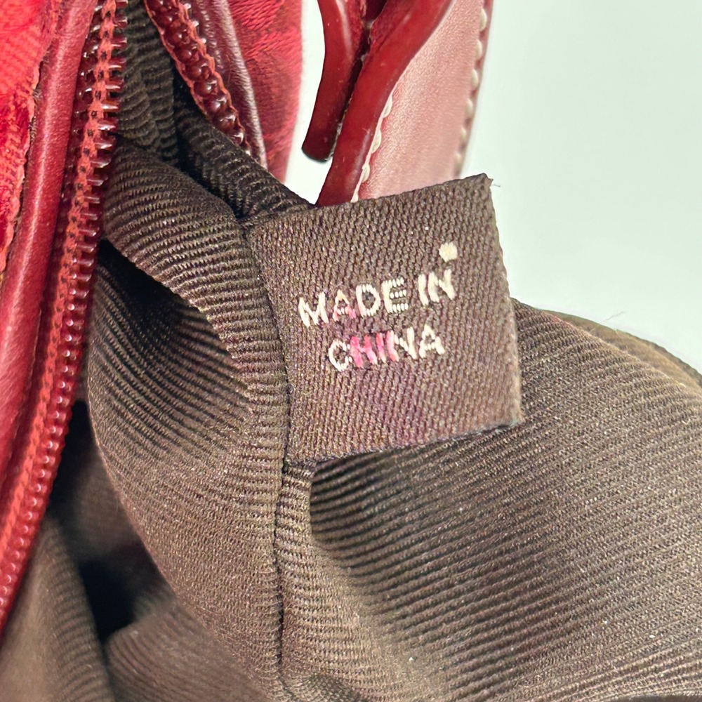 Coach Red Mini Signature Jacquard Canvas Leather Small Hobo Shoulder Bag - Picture 6 of 11